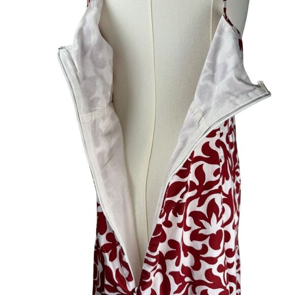 Hart of Dixie Style Red‎ White Print Sundress Women's 12 Cotton Midi Cottagecore - Picture 10 of 16